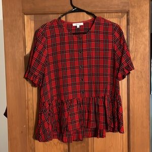 Madewell perplum crop top red plaid M